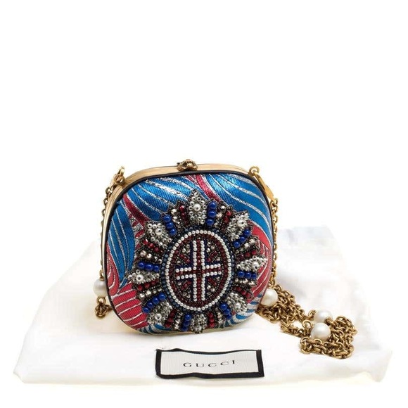 Gucci Broadway Brocade Pearl Embellished Clutch - Picture 7 of 8